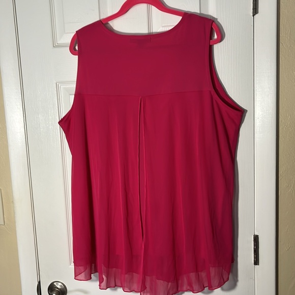 Adele and May woman layered tank top sheer outer layer sleeveless fuscia sz 3X - Picture 9 of 13